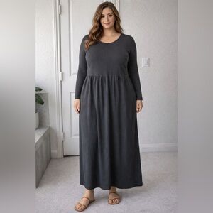 Lands' End Black Long Sleeve Maxi Dress